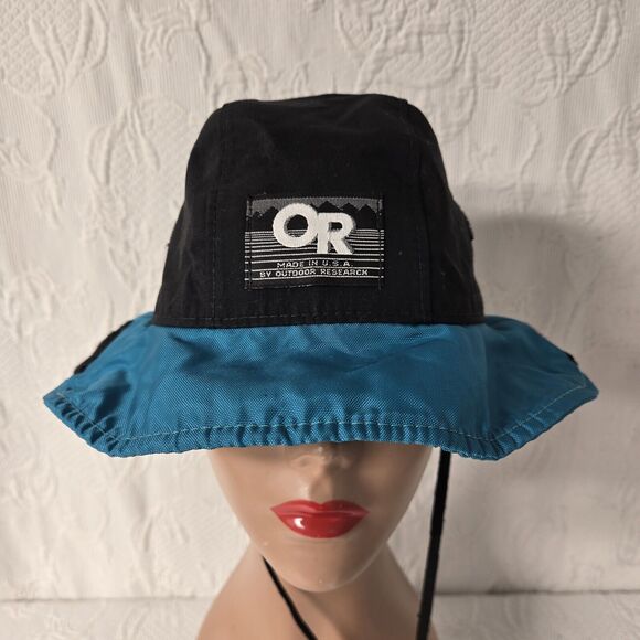 Vintage Outdoor Research Black Teal Gore-Tex Bucket Hat Size Medium Retro